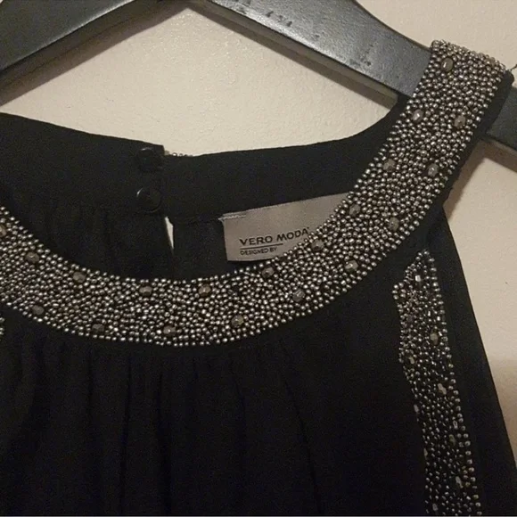 Vero Moda Black Tank Top with Silver Accents - Picture 2 of 6